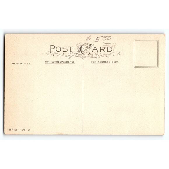 Vintage Christmas Postcard Girl with Doll Snow Flakes Scene Series 736A Stecher - Picture 2 of 2